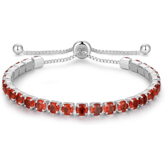 Sterling Silver January Birthstone Garnet Tennis Bracelet for Women 9.5-inch Gif - Picture 1 of 6
